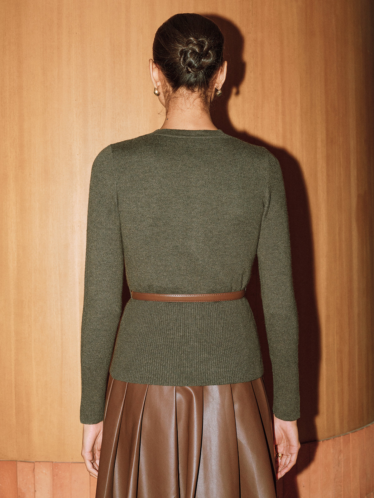 Kemerli Olmayan Argyle Yün Karışımlı Örgü Hırka