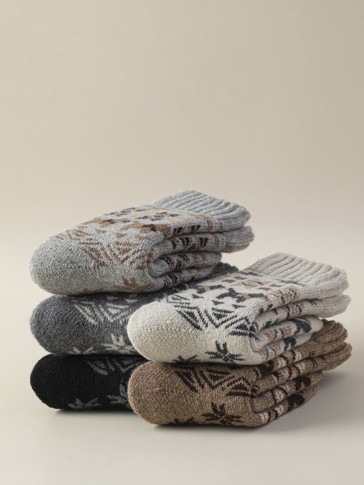 Yün Karışımlı Fair Isle Desenli Uzun Çoraplar