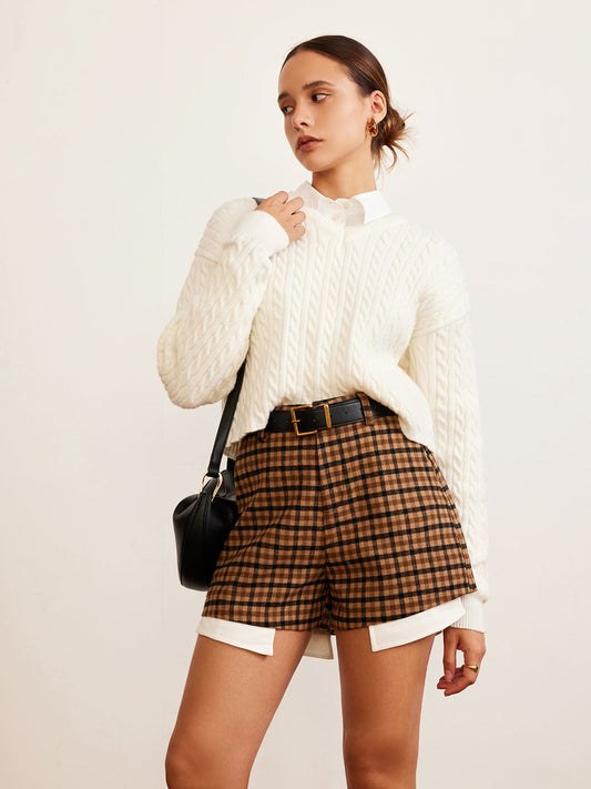 V Yaka Düz Örgü Kazak