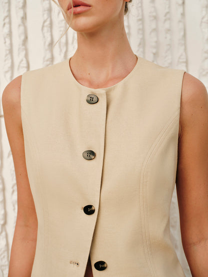 Pamuk Ve Keten Bağlamalı Şort Takımı