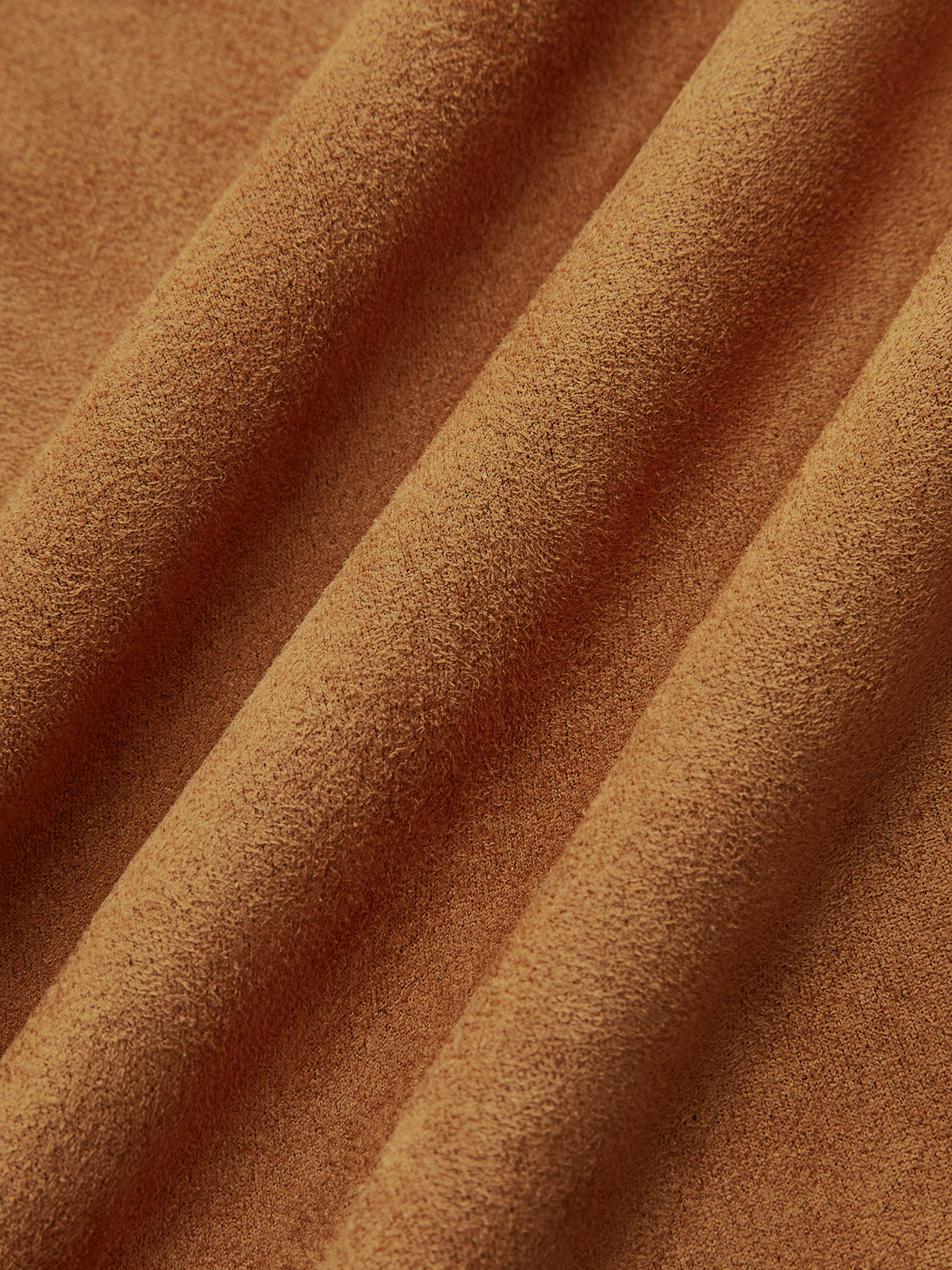 Asimetrik Büzgülü Uzun Kollu Süet Görünümlü Mini Elbise