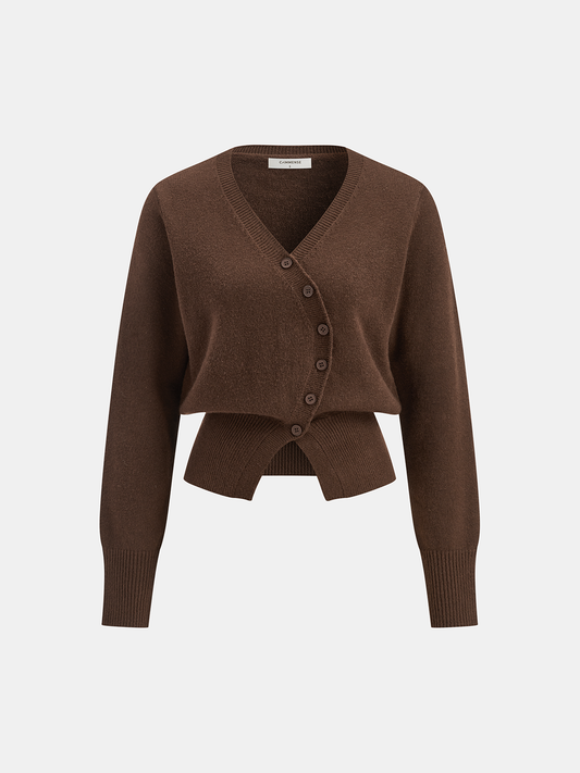 Asimetrik Düğmeli Ön Hırka