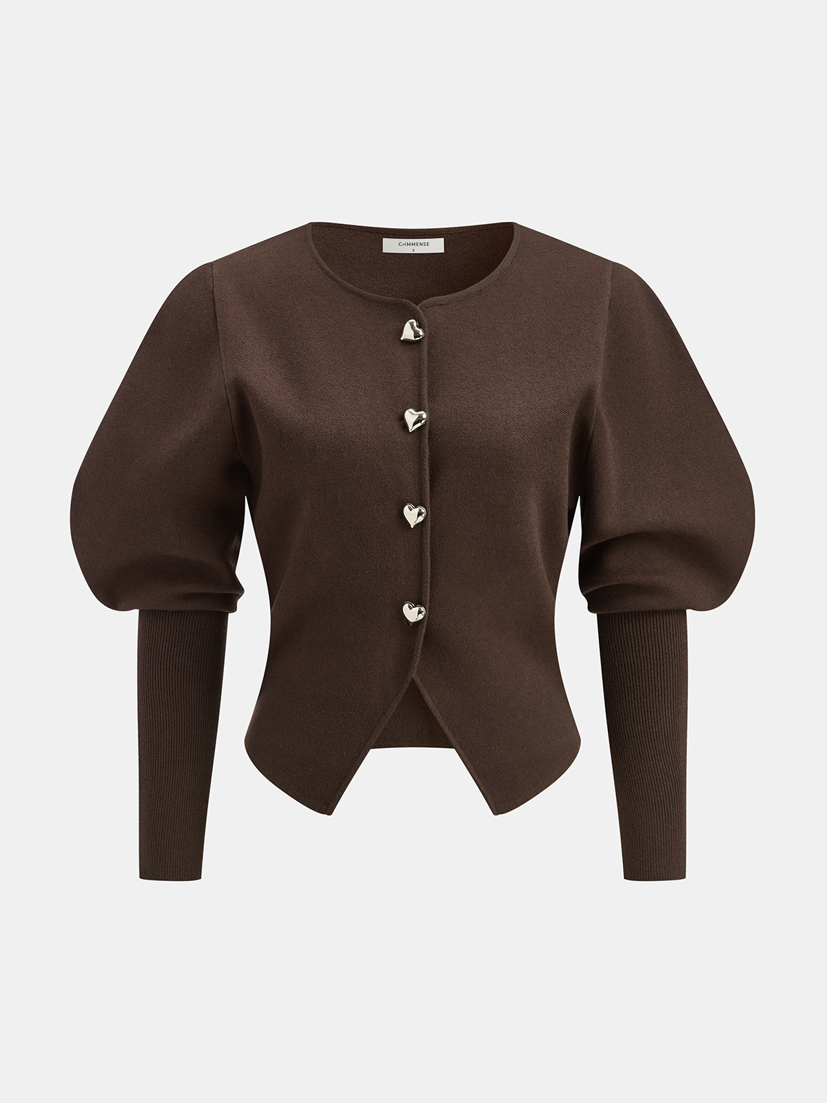 Koyun Budu Kollu, Kalp Düğmeli Yün Karışımlı Hırka