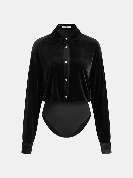 Kadife Yakalı Düğmeli Tulum