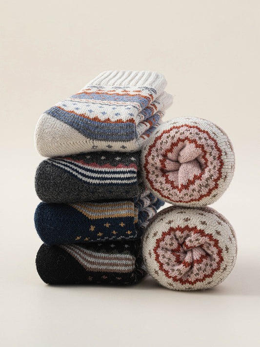 Renkli Baskılı Örme Diz Altı Çoraplar