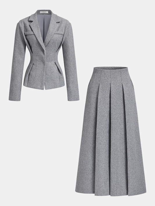 Tüvit Ceket Ve Pileli Etek Takımı